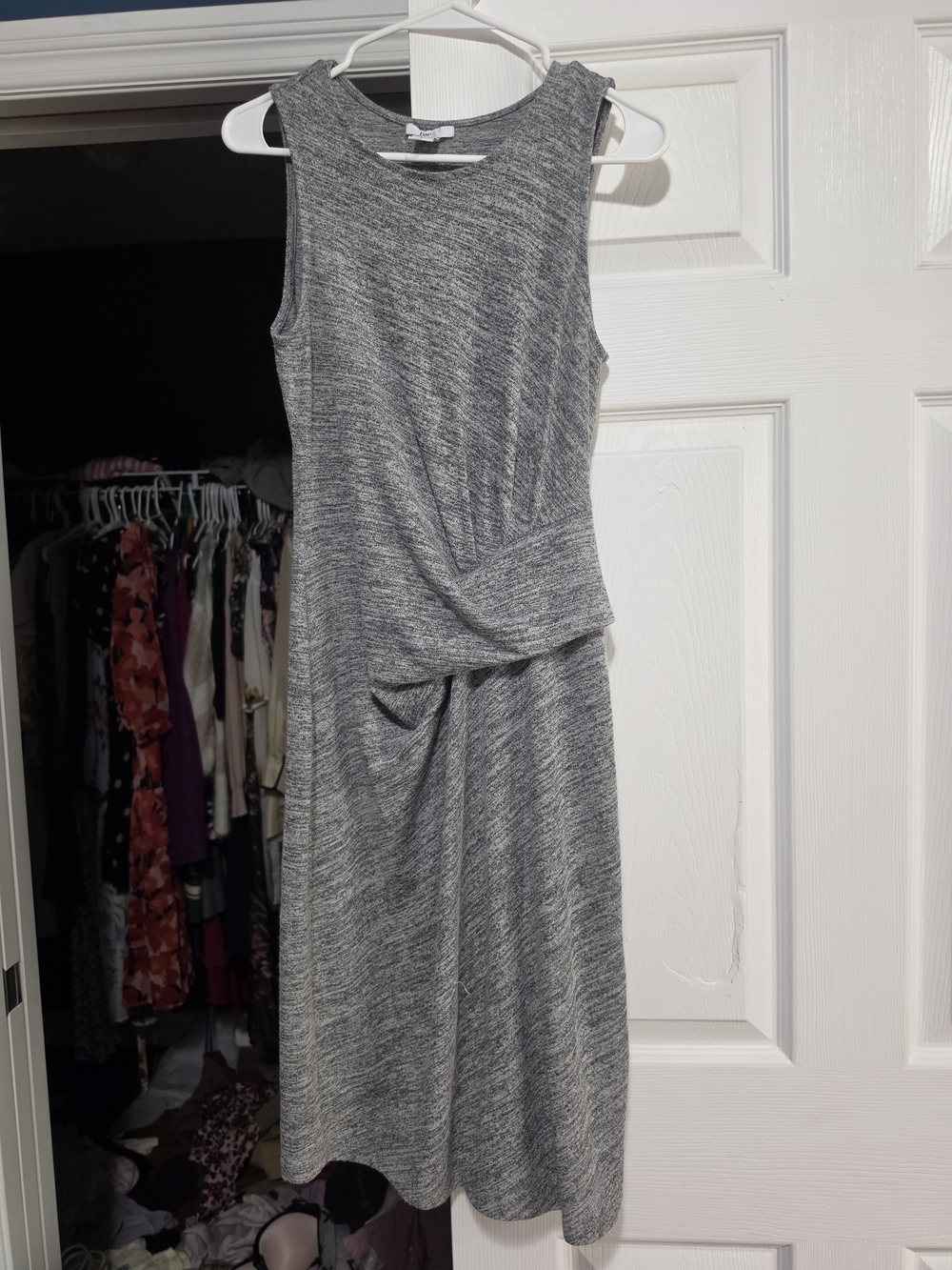 Bar III Sleeveless Gray Twist-Detail Midi Dress